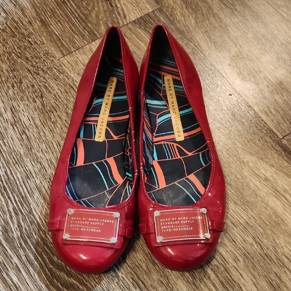 Marc By Marc Jacobs Red Patent Leather Flats